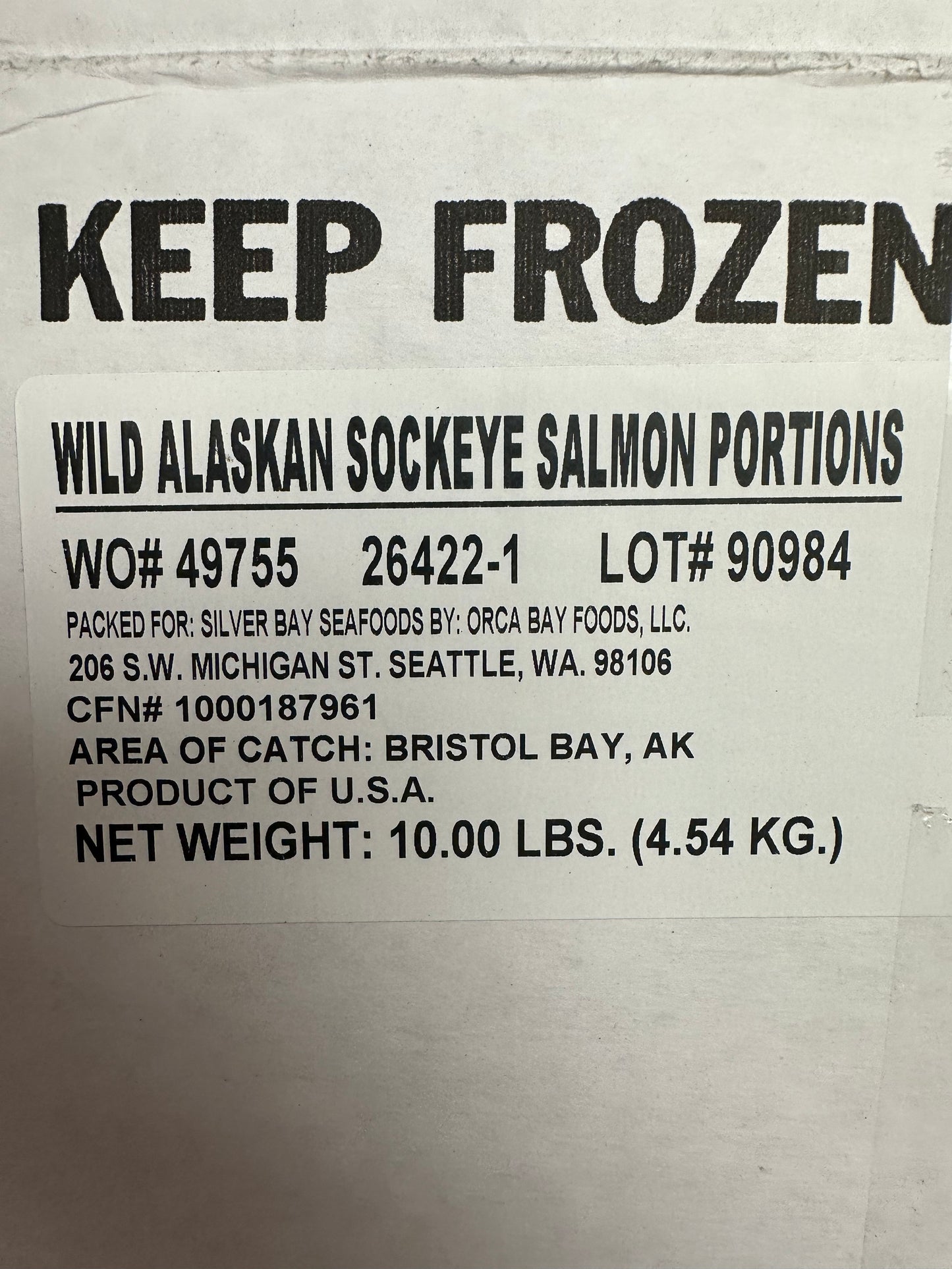 Full Case of 6 oz Wild-Caught Sockeye Alaskan Salmon Fillet 10 lb Box