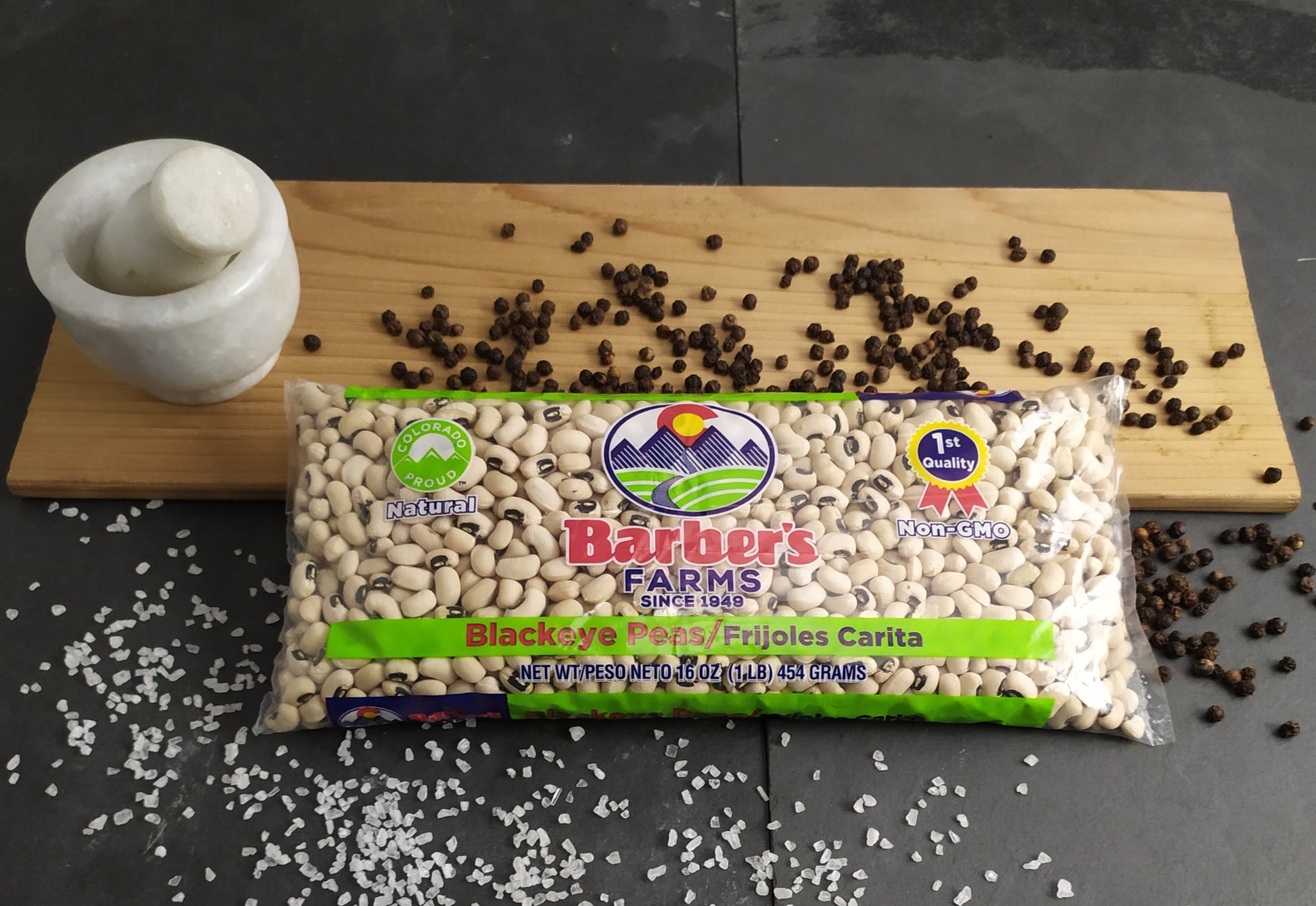 24 pounds Barber's Farms Black Eyed Peas in 1 lb bags