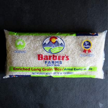24 pounds Barber's Farms Enriched Long Grain White Rice, 1 lb. packages