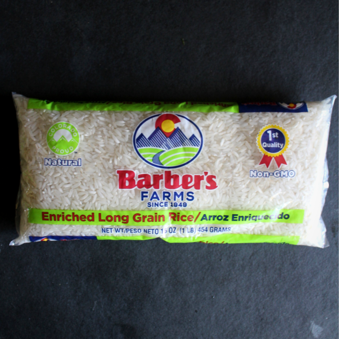 24 pounds Barber's Farms Enriched Long Grain White Rice, 1 lb. packages